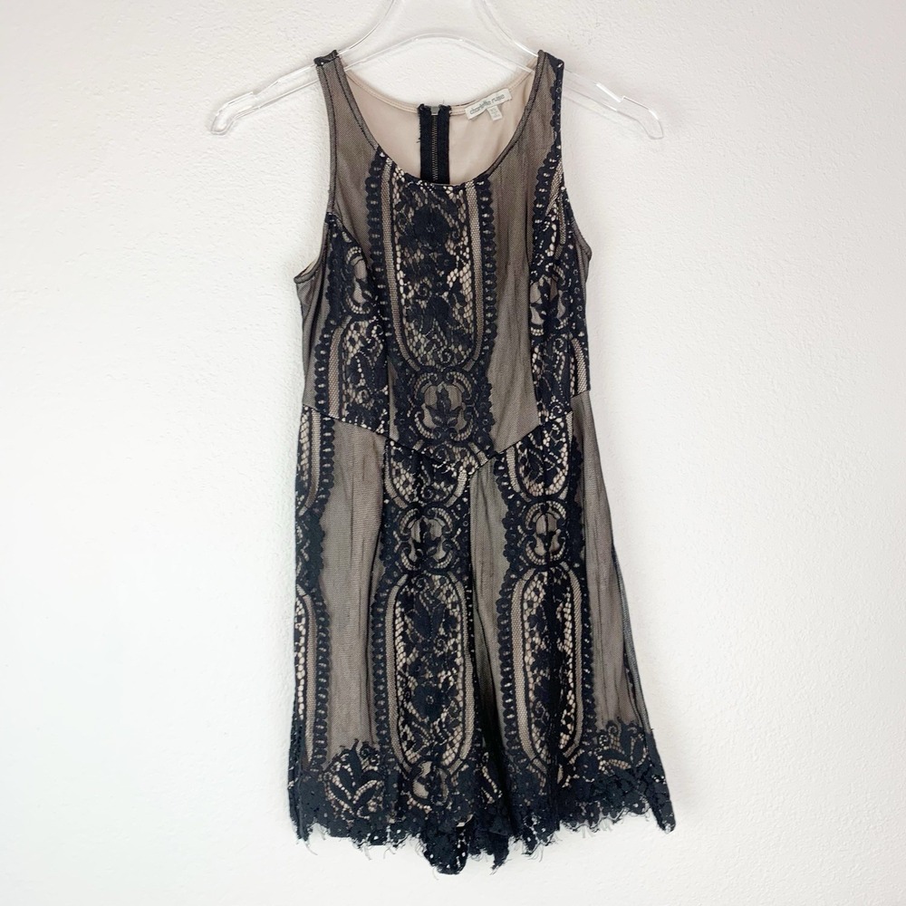 Charlotte Russe Romper Womens XS Black Nude Lace Gothic Boho Festival Romantic